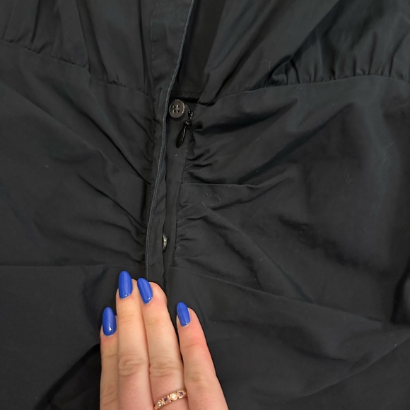 Veronica Beard Black Ruched Shirt Dress - Picture 6 of 6